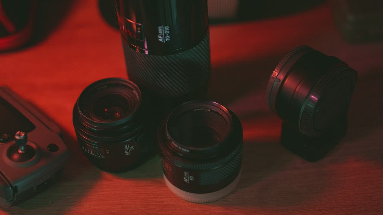 Close-up detail of video and photography equipment