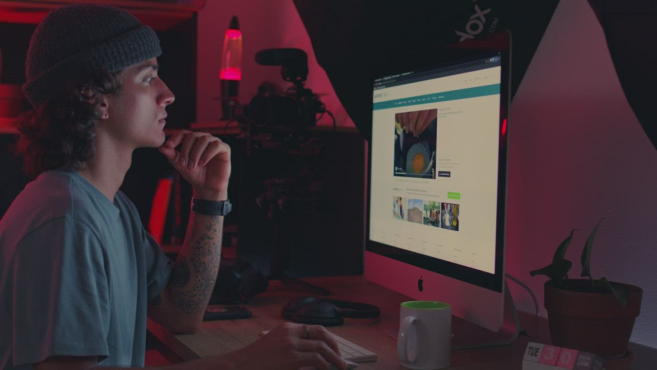 Analyst reviewing performance on a laptop